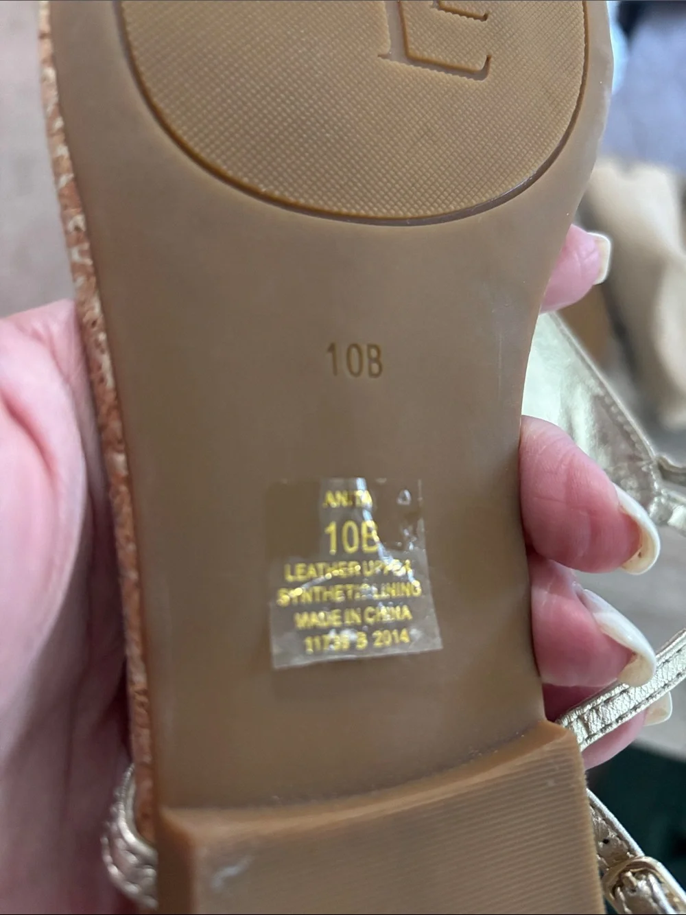 Ralph Lauren Metallic Gold Leather Slingback Thong Sandals size 10